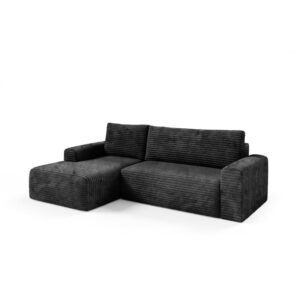 wohnli-moebel-suche-M26138691-1 3-Sitzer Ecksofa links Schlafsofa Kiefernholz Schwarz 268x92x163cm Holz Schwarz Petits meubles Sofas und Sessel Sofas Ecksofas