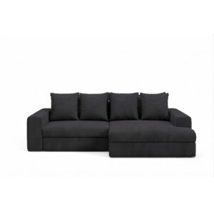 3-Sitzer-Ecksofa rechts Kiefernholz Schwarz 272x86x167cm Holz Schwarz Petits meubles Sofas und Sessel Sofas Ecksofas