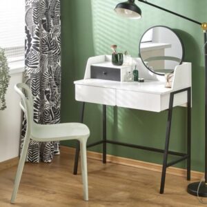wohnli-moebel-suche-M26140902-1 Weißer Designer-Schminktisch mit Spiegel und 3 Schubladen 120x80x120cm Holz Weiß MSO Möbel Schlafzimmermöbel Schminktische