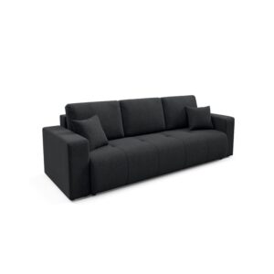 3-Sitzer-Sofa mit Schlaffunktion Kiefernholz Schwarz 244x82x102cm Holz Schwarz Petits meubles Sofas und Sessel Sofas 2-Sitzer-Sofas & 3-Sitzer-Sofas