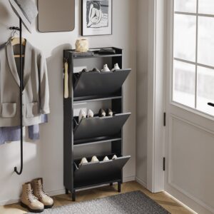 Schuhregal klappbar schwarz 50×19×131 cm 50x131x19cm Spanplatte Schwarz SoBuy Möbel Flurmöbel Schuhschränke