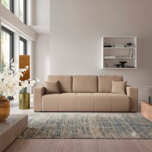 Wohnli Möbelsuche - 3-Sitzer-Schlafsofa mit Stauraum Kiefernholz Beige
