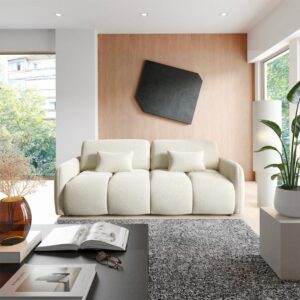 Wohnli Möbelsuche - 3-Sitzer-Schlafsofa mit Stauraum Kiefernholz Cremefarben