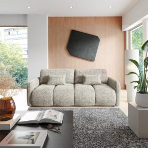 wohnli-moebel-suche-M26149002 Wohnli Möbelsuche - 3-Sitzer-Sofa mit Schlaffunktion Kiefernholz Grau meliert