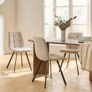 wohnli-moebel-suche-M26151184-1 4er-Set gepolsterte Stühle H86 cm - Beige 40x87x46cm Spanplatte Beige Calicosy Möbel Esszimmermöbel Stühle