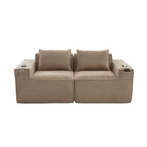 wohnli-moebel-suche-M26151937 Wohnli Möbelsuche - 2-Sitzer-Sofa aus Cord mit Getränkehaltern 188x90x75 cm