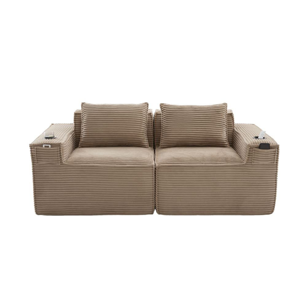 wohnli-moebel-suche-M26151937 Wohnli Möbelsuche - 2-Sitzer-Sofa aus Cord mit Getränkehaltern 188x90x75 cm