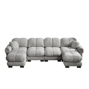 wohnli-moebel-suche-M26151940 Wohnli Möbelsuche - Ecksofa aus Chenille mit 2 Ottomanen