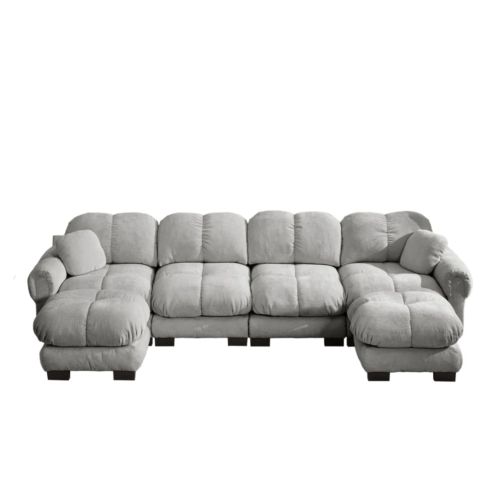 wohnli-moebel-suche-M26151940 Wohnli Möbelsuche - Ecksofa aus Chenille mit 2 Ottomanen