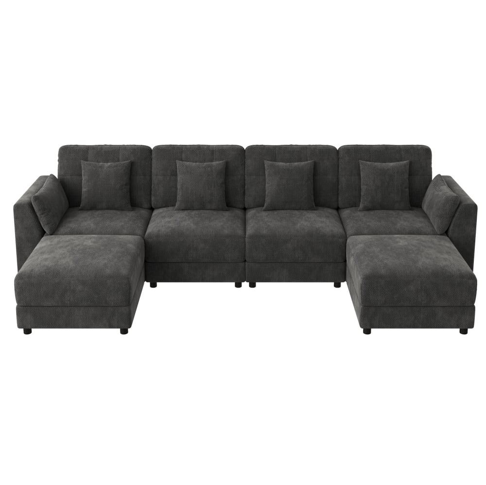 wohnli-moebel-suche-M26151961 Wohnli Möbelsuche - Modulares Ecksofa aus Chenille mit LED und Hockern 292x135x82 cm
