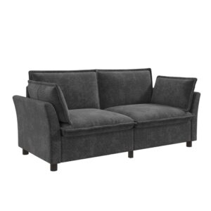 Wohnli Möbelsuche - 2-Sitzer-Sofa aus Chenille mit Armlehnenkissen 155x81x87 cm