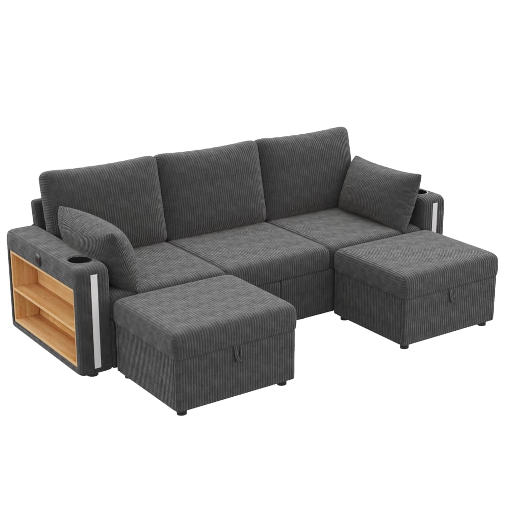 wohnli-moebel-suche-M26152013 Wohnli Möbelsuche - Ecksofa aus Cord mit Stauraum und LED 190x130x85 cm