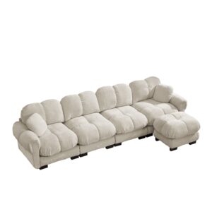 wohnli-moebel-suche-M26152014 Wohnli Möbelsuche - Ecksofa aus Chenille mit Ottomane und Steppdesign
