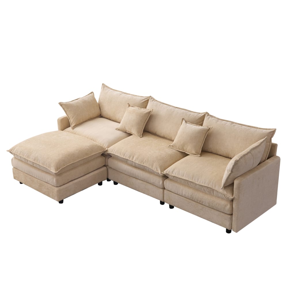 wohnli-moebel-suche-M26152023 Wohnli Möbelsuche - Ecksofa aus Chenille mit Hocker für 3 Personen