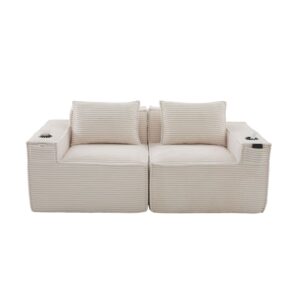 wohnli-moebel-suche-M26152116 Wohnli Möbelsuche - 2-Sitzer-Sofa aus Kordstoff mit Becherhaltern 188x90x75 cm
