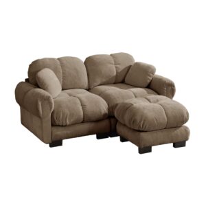 Wohnli Möbelsuche - 2-Sitzer Sofa aus Chenille mit Ottomane und Steppung