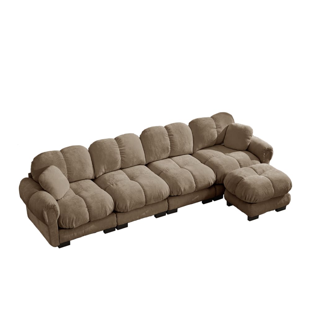 Wohnli Möbelsuche - 4-Sitzer Ecksofa aus Chenille mit Ottomane
