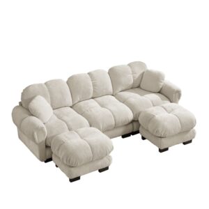 wohnli-moebel-suche-M26152148 Wohnli Möbelsuche - 3-Sitzer U-Sofa aus Chenille mit Ottomane und Kissen