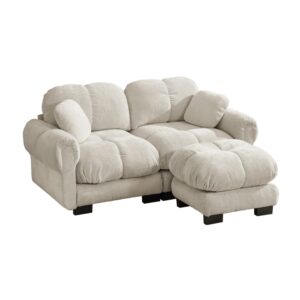 Wohnli Möbelsuche - 2-Sitzer Sofa aus Chenille mit Ottomane