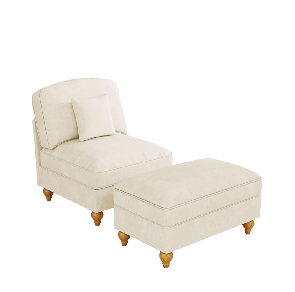 Wohnli Möbelsuche - Sessel aus Chenille mit Hocker und abnehmbarem Bezug