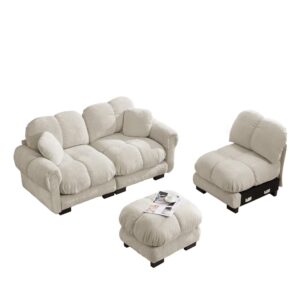 wohnli-moebel-suche-M26152177 Wohnli Möbelsuche - 3-Sitzer Ecksofa aus Chenille mit Hocker