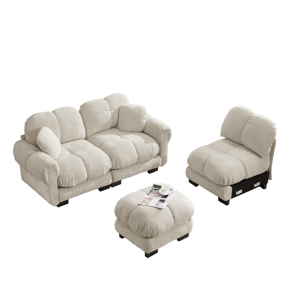 wohnli-moebel-suche-M26152177 Wohnli Möbelsuche - 3-Sitzer Ecksofa aus Chenille mit Hocker
