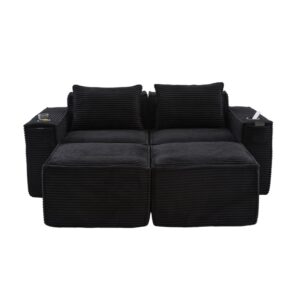 wohnli-moebel-suche-M26152188 Wohnli Möbelsuche - Modulares Sofa aus Cord mit 2 Hockern 188x162x75 cm