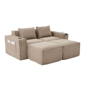 wohnli-moebel-suche-M26152202 Wohnli Möbelsuche - Modulares 2-Sitzer-Sofa aus Cord mit 2 Hockern 188x162x75 cm