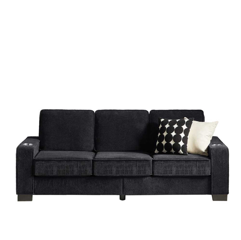Wohnli Möbelsuche - 3-Sitzer-Sofa aus Cordstoff mit Getränkehaltern