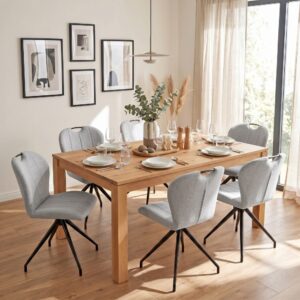 wohnli-moebel-suche-M26152551-1 4er-Set drehbare Esszimmerstühle in Hellgrau 61x87x50cm Metall Grau Weber industries Möbel Esszimmermöbel Stühle