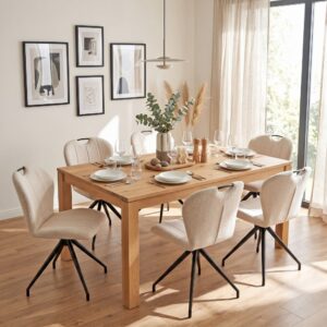 wohnli-moebel-suche-M26152558-1 4er-Set beigefarbene Drehstühle für das Esszimmer 61x87x50cm Metall Beige Weber industries Möbel Esszimmermöbel Stühle