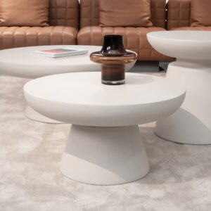 Couchtisch aus Beton 66 x 66 x 35 cm 66x35x66cm Beton Weiß ELEMENTI Möbel Wohnzimmermöbel Couchtische