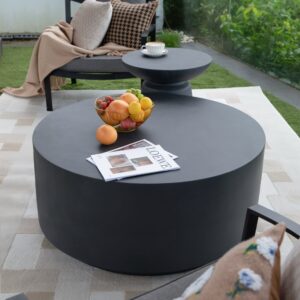 wohnli-moebel-suche-M26152624-1 Couchtisch aus Beton 86 x 86 x 41 cm 86x41x86cm Beton Schwarz ELEMENTI Möbel Wohnzimmermöbel Couchtische
