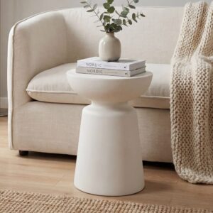 wohnli-moebel-suche-M26152643-1 Beistelltisch aus Beton 35 x 35 x 47 cm 35x47x35cm Beton Weiß ELEMENTI Möbel Wohnzimmermöbel Couchtische
