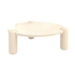 Wohnli Möbelsuche - Marmor-Couchtisch mit beige lackierten Beinen