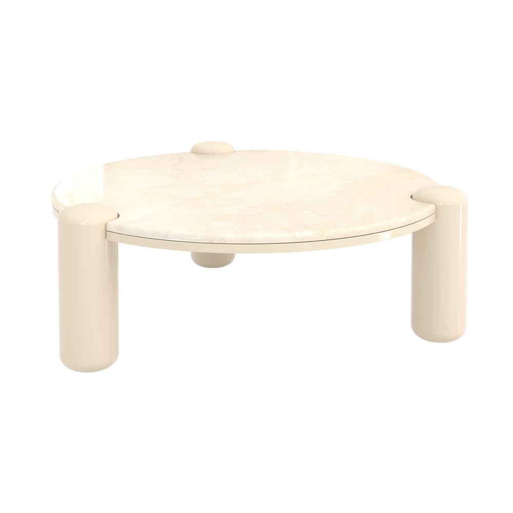 Wohnli Möbelsuche - Marmor-Couchtisch mit beige lackierten Beinen