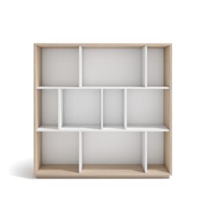 wohnli-moebel-suche-M26154251 Wohnli Möbelsuche - Bücherregal aus Melamin in Hell-Nussbaum und Weiß 117x119x32 cm