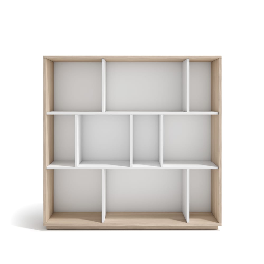 wohnli-moebel-suche-M26154251 Wohnli Möbelsuche - Bücherregal aus Melamin in Hell-Nussbaum und Weiß 117x119x32 cm