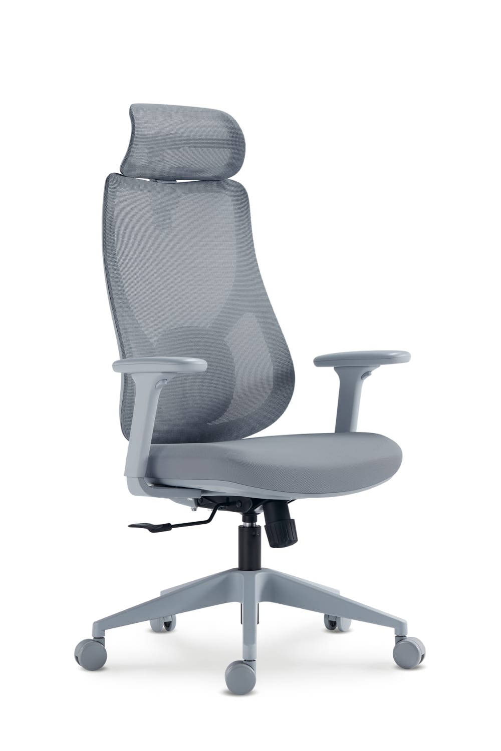 Wohnli Möbelsuche - Höhenverstellbarer Schreibtischstuhl aus grauem Stoff 120x66x67 cm