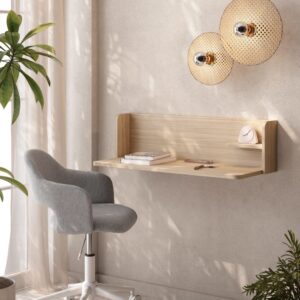 wohnli-moebel-suche-M26154298-1 Wandschreibtisch Walnuss Hell Optik 25x90x35 cm 90x25x35cm Spanplatte Beige Herdasa Möbel Büromöbel Schreibtische