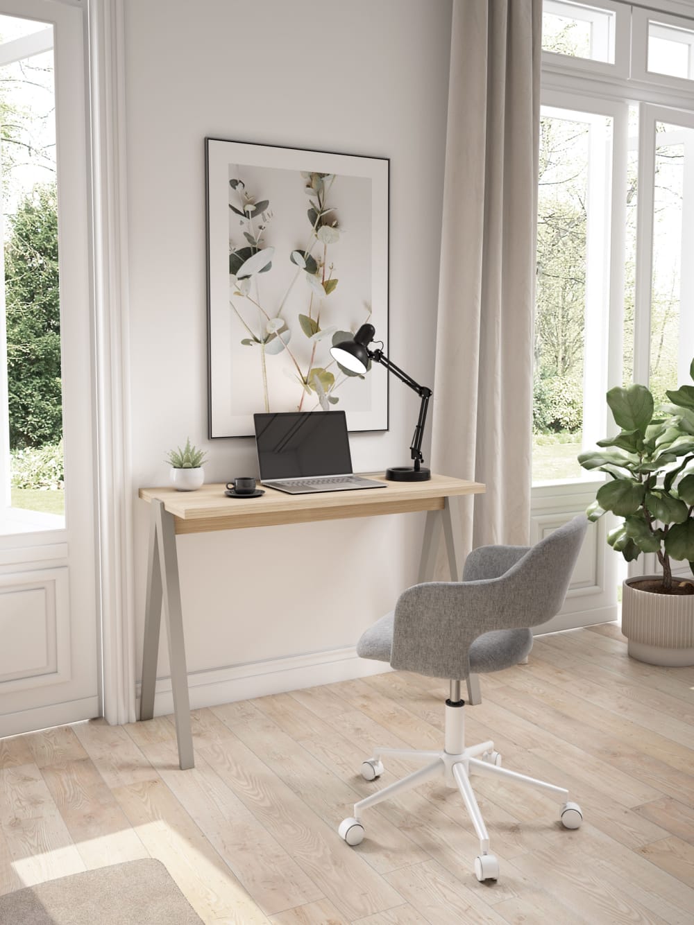 Schreibtisch Walnuss Hell Beine Buche taupe 75x107x49 cm 107x75x47cm Spanplatte Taupe Herdasa Möbel Büromöbel Schreibtische