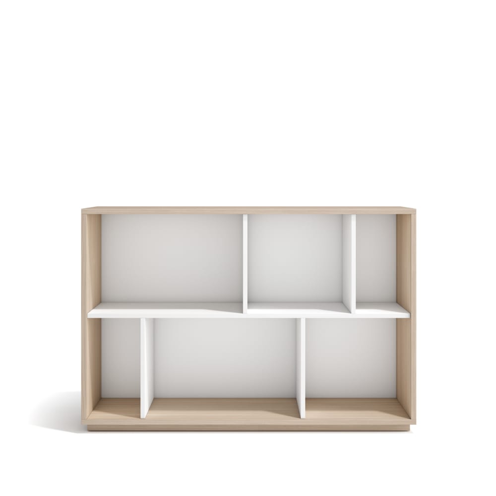 wohnli-moebel-suche-M26154547 Wohnli Möbelsuche - Bücherregal aus Melamin in Hell-Nussbaum und Weiß 80x119x32 cm