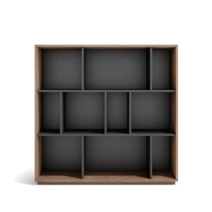 Wohnli Möbelsuche - Bücherregal aus Melamin in Nussbaum und Graphit 117x119x32 cm