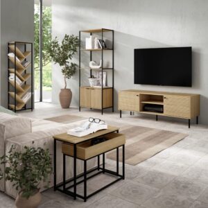 wohnli-moebel-suche-M26154674-1 Eiche und Metall Schwarz 55x60x29
