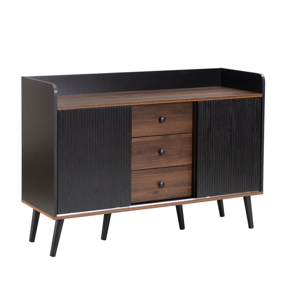 Wohnli Möbelsuche - Schwarzer Sideboard in Holzoptik mit 2 Türen und 3 Schubladen