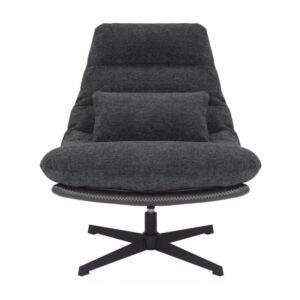 Drehsessel aus Kunstleder und dunkelgrauem Stoff 56x87x79cm Stoff Grau MSO Sofas und Sessel Sessel, Poufs und Fußbänke Sessel
