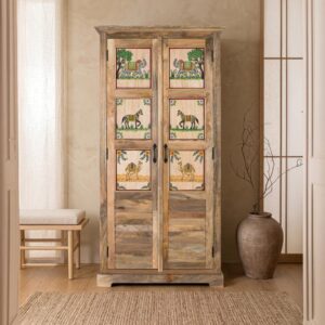 wohnli-moebel-suche-M26155095-1 Kleiderschrank aus Mangoholz 92 cm 92x180x40cm Holz Braun GINER Y COLOMER Möbel Schlafzimmermöbel Schränke