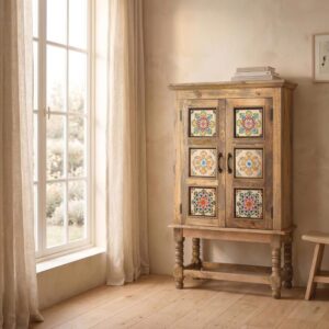 wohnli-moebel-suche-M26155099-1 Kleiderschrank aus Mangoholz 82 cm 82x134x40cm Holz Braun GINER Y COLOMER Möbel Schlafzimmermöbel Schränke