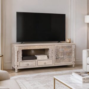 Fernsehständer aus recyceltem Eichenholz 150 cm 150x60x40cm Holz Grau GINER Y COLOMER Möbel Wohnzimmermöbel TV-Möbel