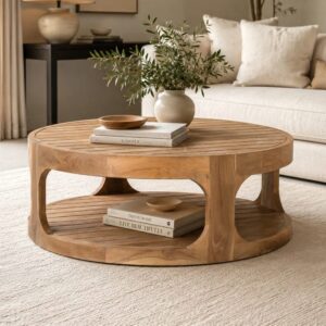 wohnli-moebel-suche-M26155126-1 Couchtisch aus Teakholz 100 cm großer 100x35x100cm Holz Braun GINER Y COLOMER Möbel Wohnzimmermöbel Couchtische